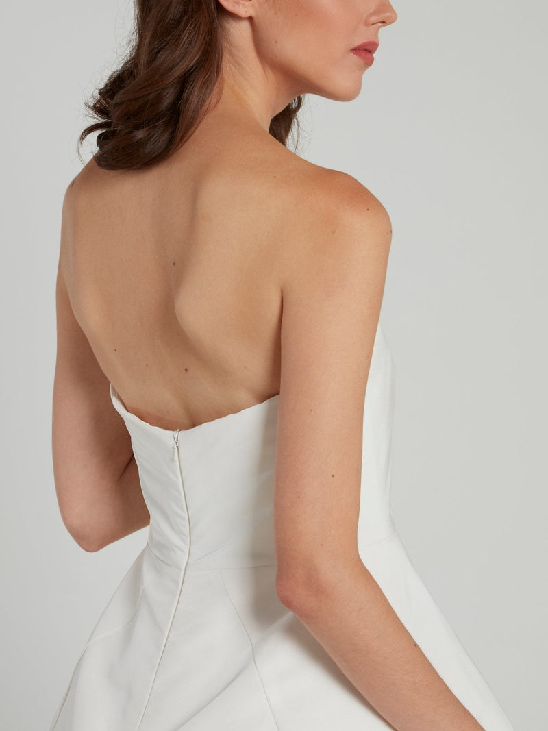 White Strapless Wrap Ball Gown