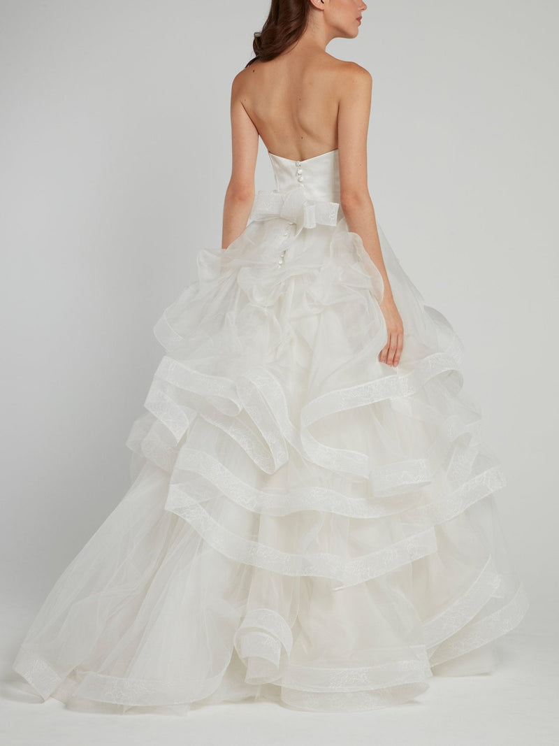 White Frill A-Line Bridal Gown