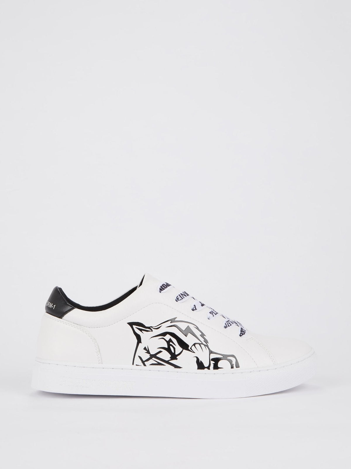 White Tiger Head Print Low Top Sneakers