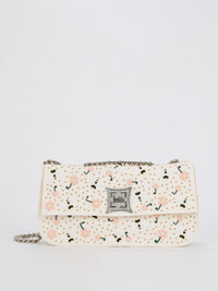 Off White Elide Bee Floral Shoulder Bag