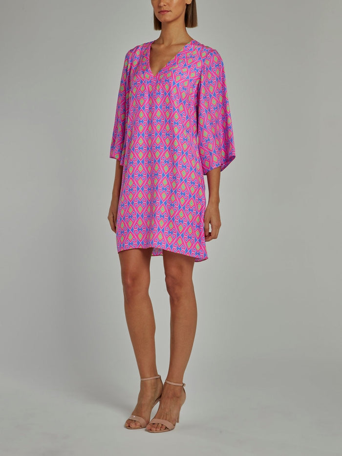 Purple Bell Sleeve Shift Dress