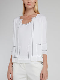 White Three Quarter Sleeve Cardigan