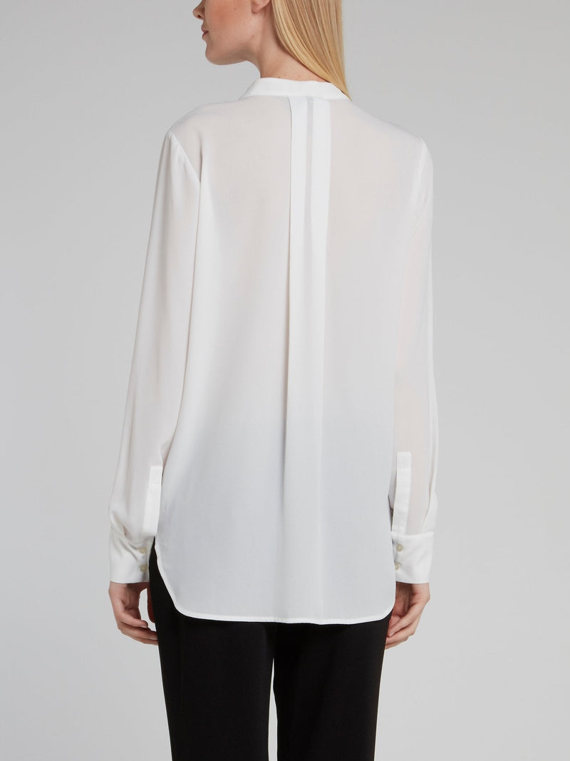 White Long Sleeve Mesh Top