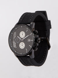 Black Rubber Strap Chronograph Watch