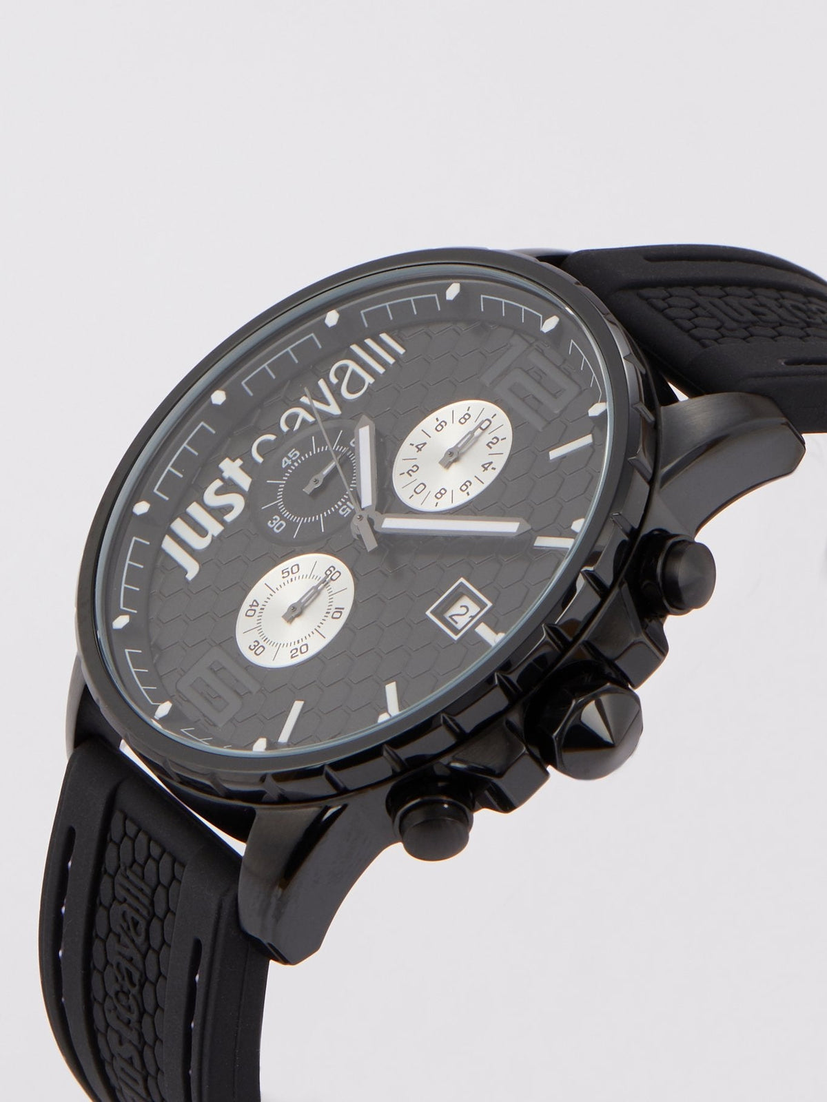 Black Rubber Strap Chronograph Watch