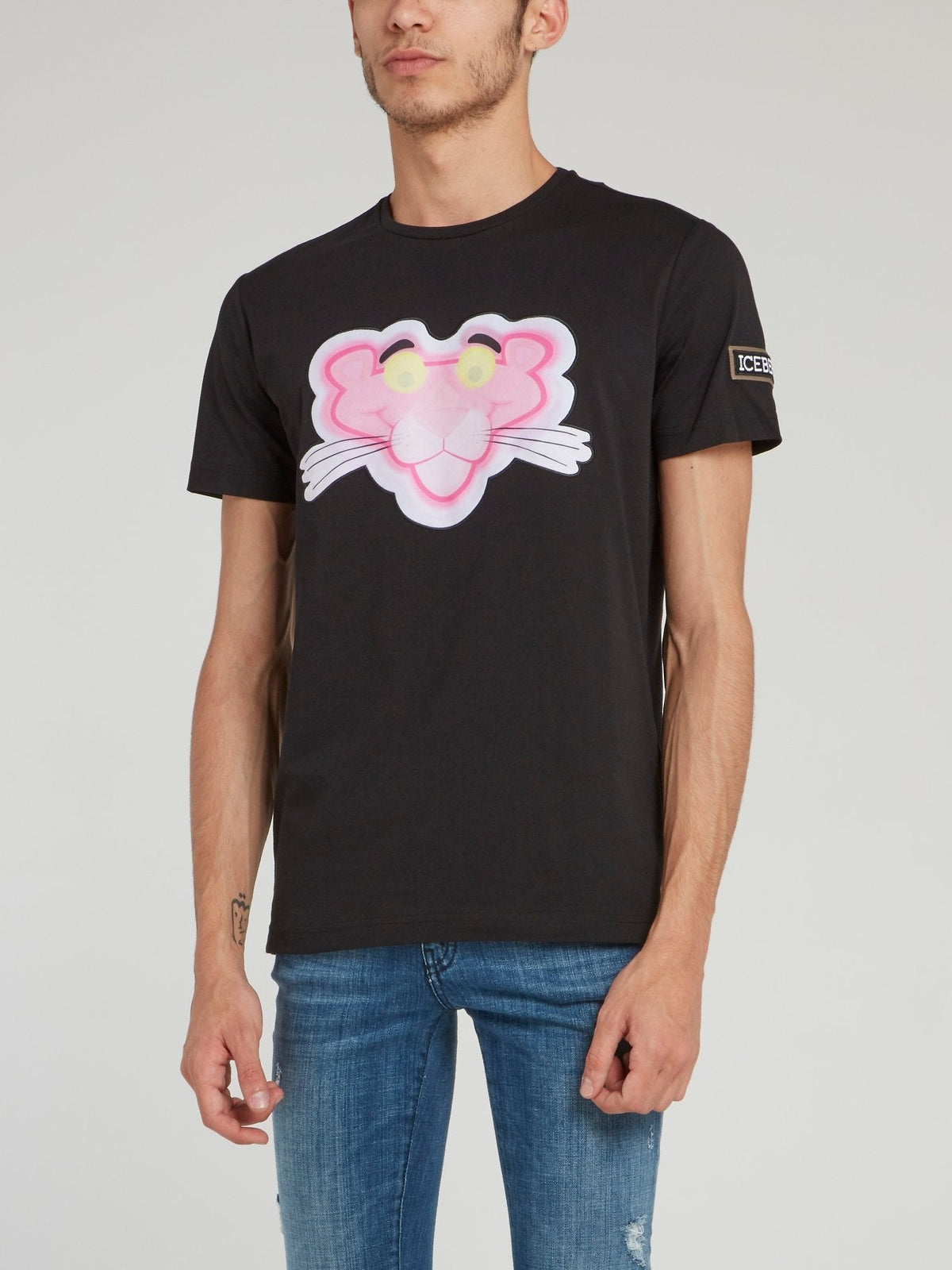 Pink Panther Black Crewneck T-Shirt