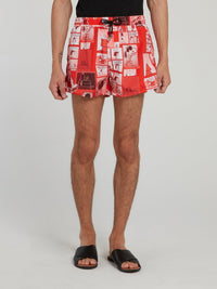 Snoopy Red Drawstring Shorts