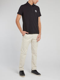 Black Logo Cotton Polo Shirt