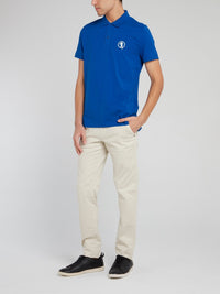 Blue Logo Cotton Polo Shirt