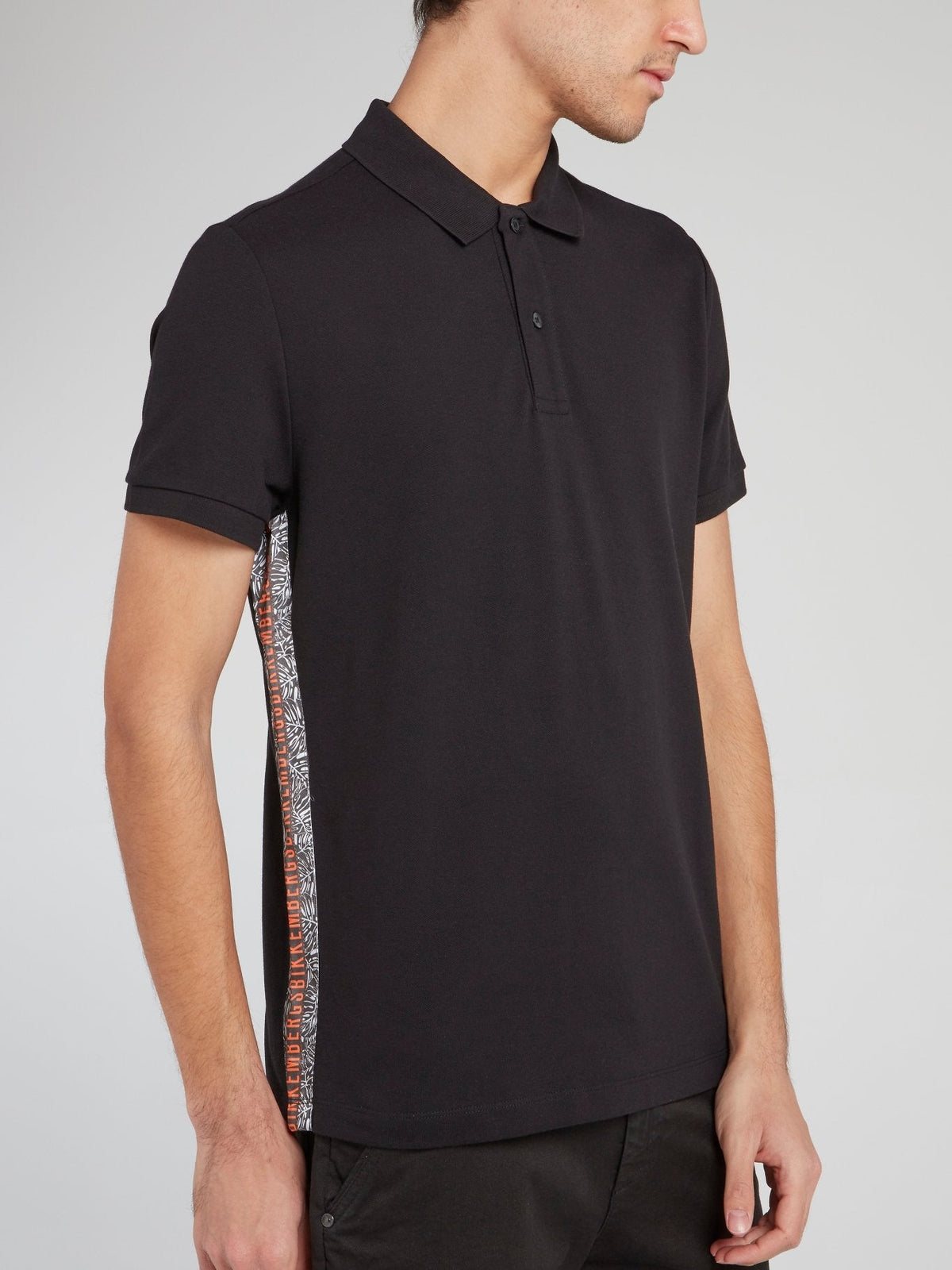 Black Side Stripe Logo Polo Shirt