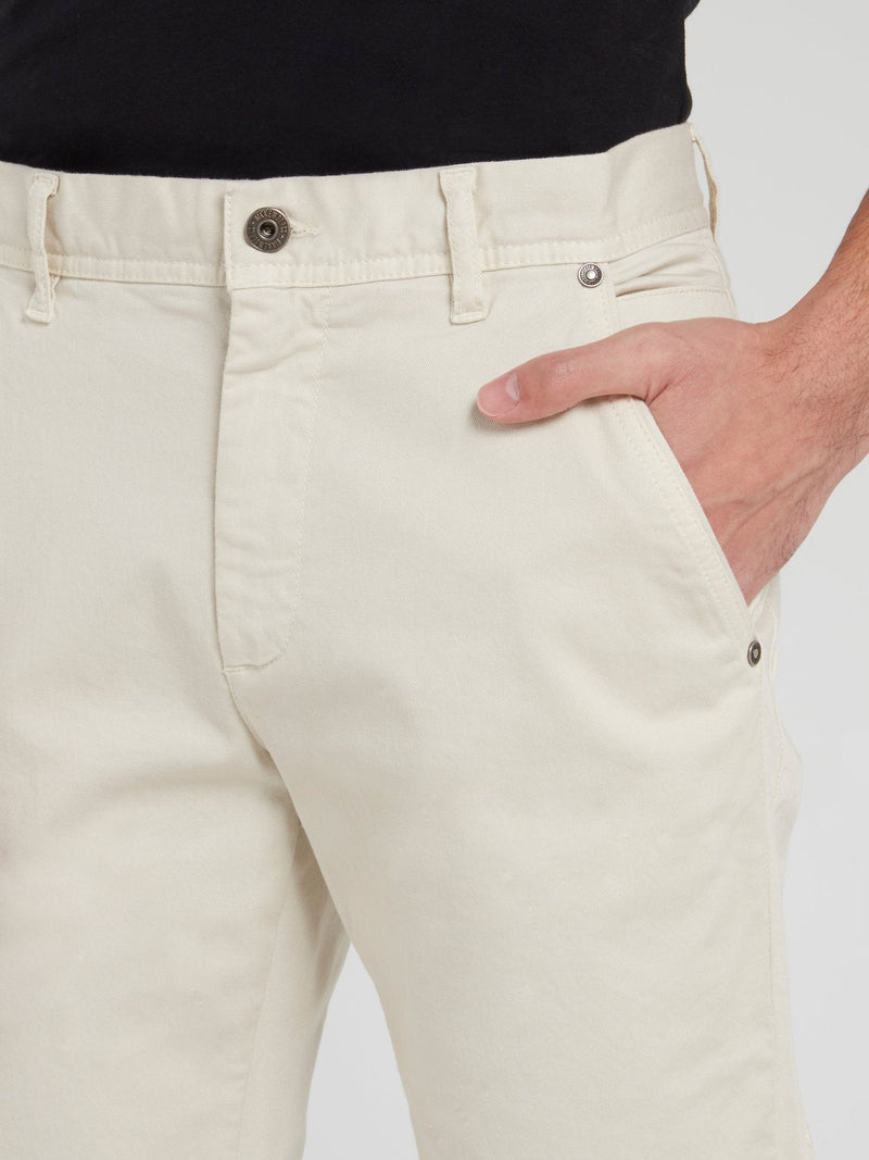 Beige Straight Cut Trousers