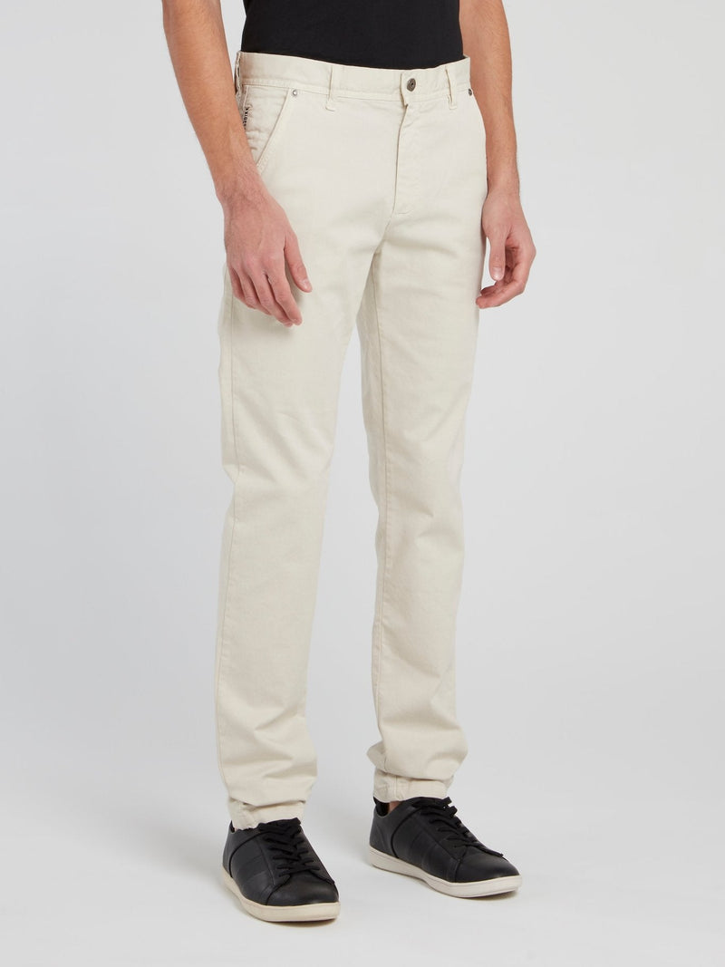 Beige Straight Cut Trousers