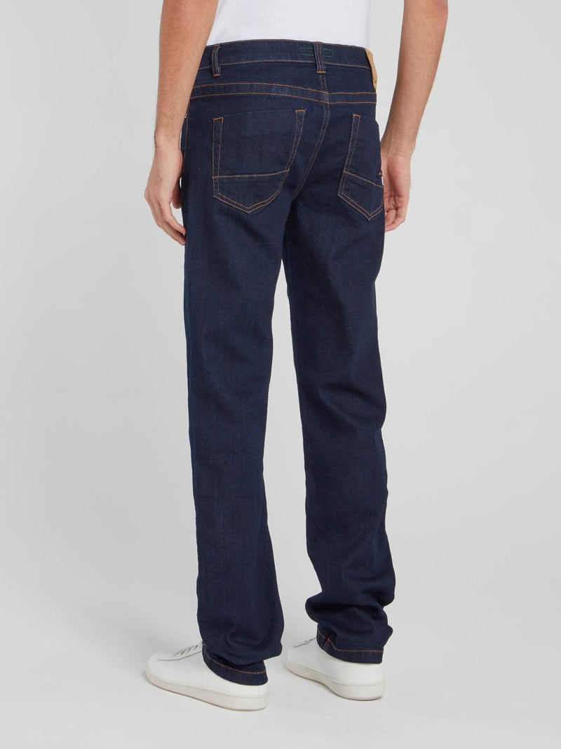 Navy Straight Cut Denim Trousers