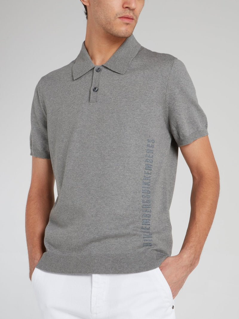 Grey Ribbed Edge Polo Shirt