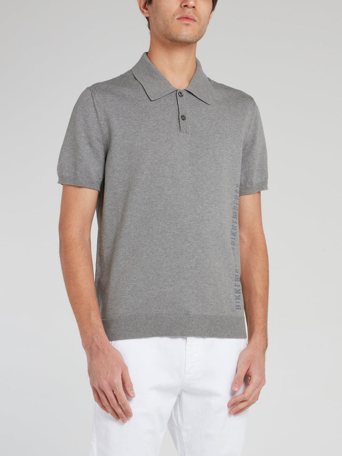 Grey Ribbed Edge Polo Shirt