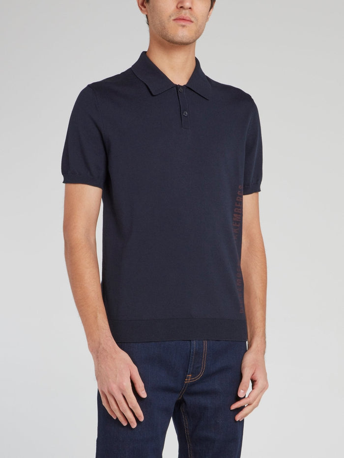 Navy Ribbed Edge Polo Shirt