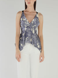 Tropical Print Flared Top