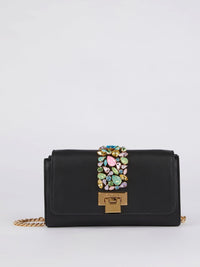 Patty Black Gem Embellished Crossbody Bag