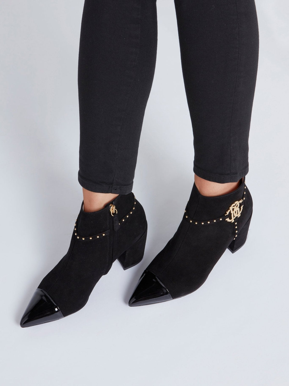 Black Monogram Leather Ankle Boots