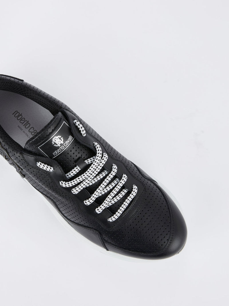 Black Perforated Leather Sneakers