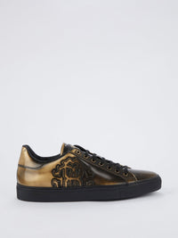 Brass Lace Up Leather Sneakers