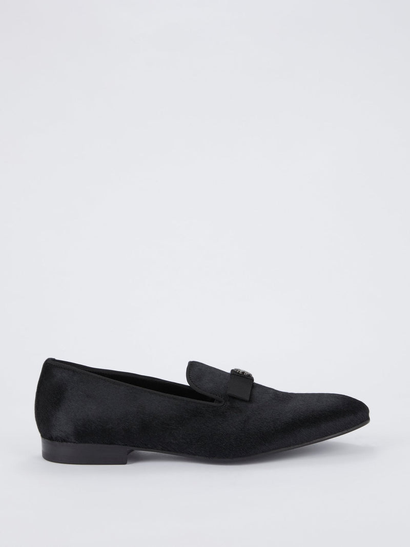 Black Pony Hair Loafers