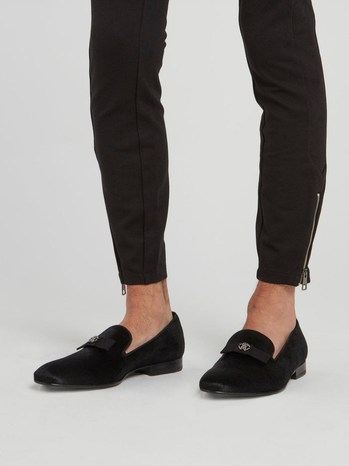 Black Pony Hair Loafers