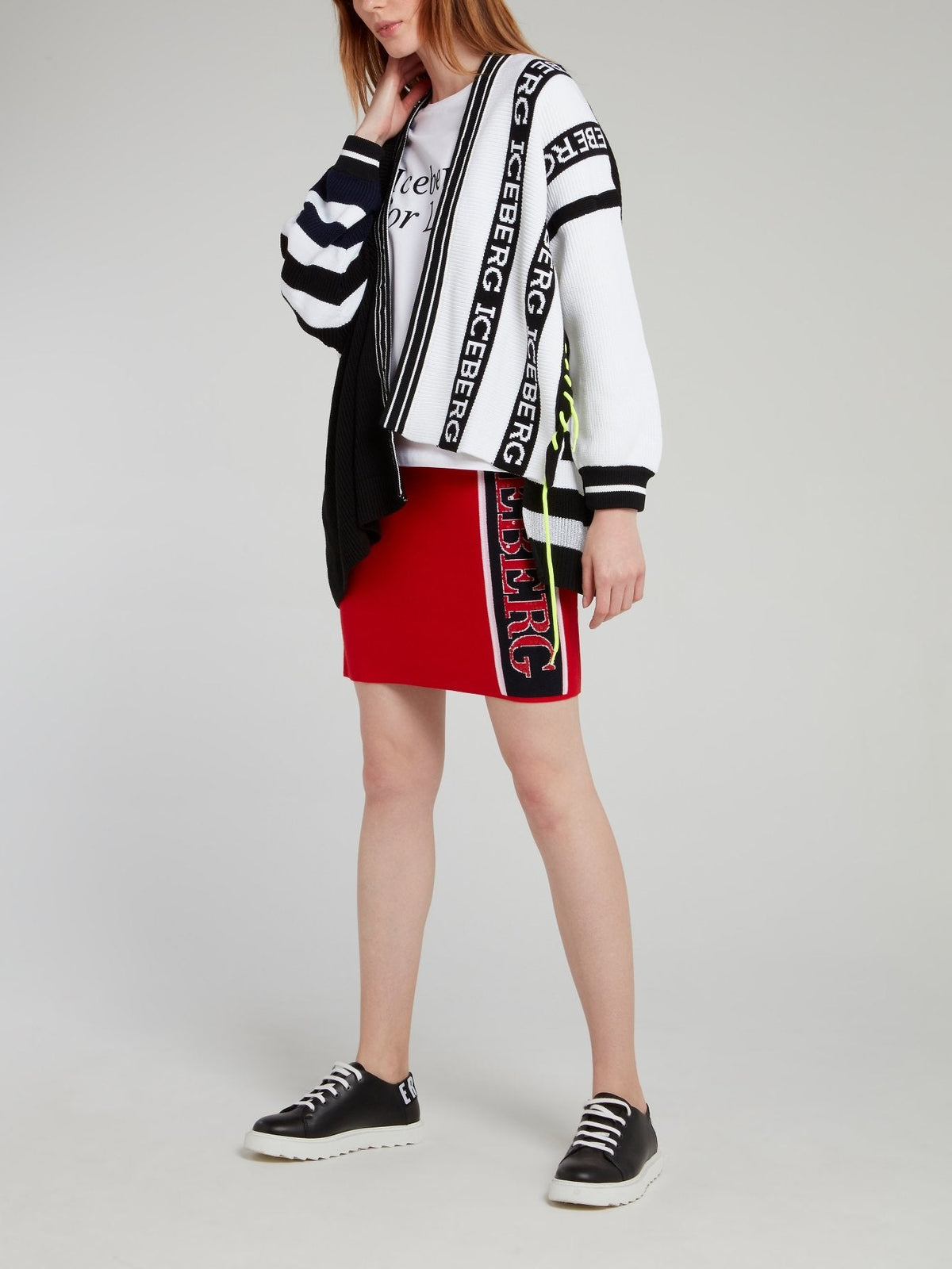 Black and White Logo Striped Cardigan