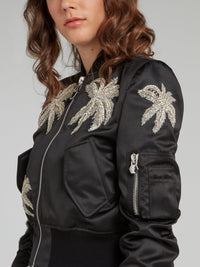 Aloha Plein Black Embellished Bomber Jacket