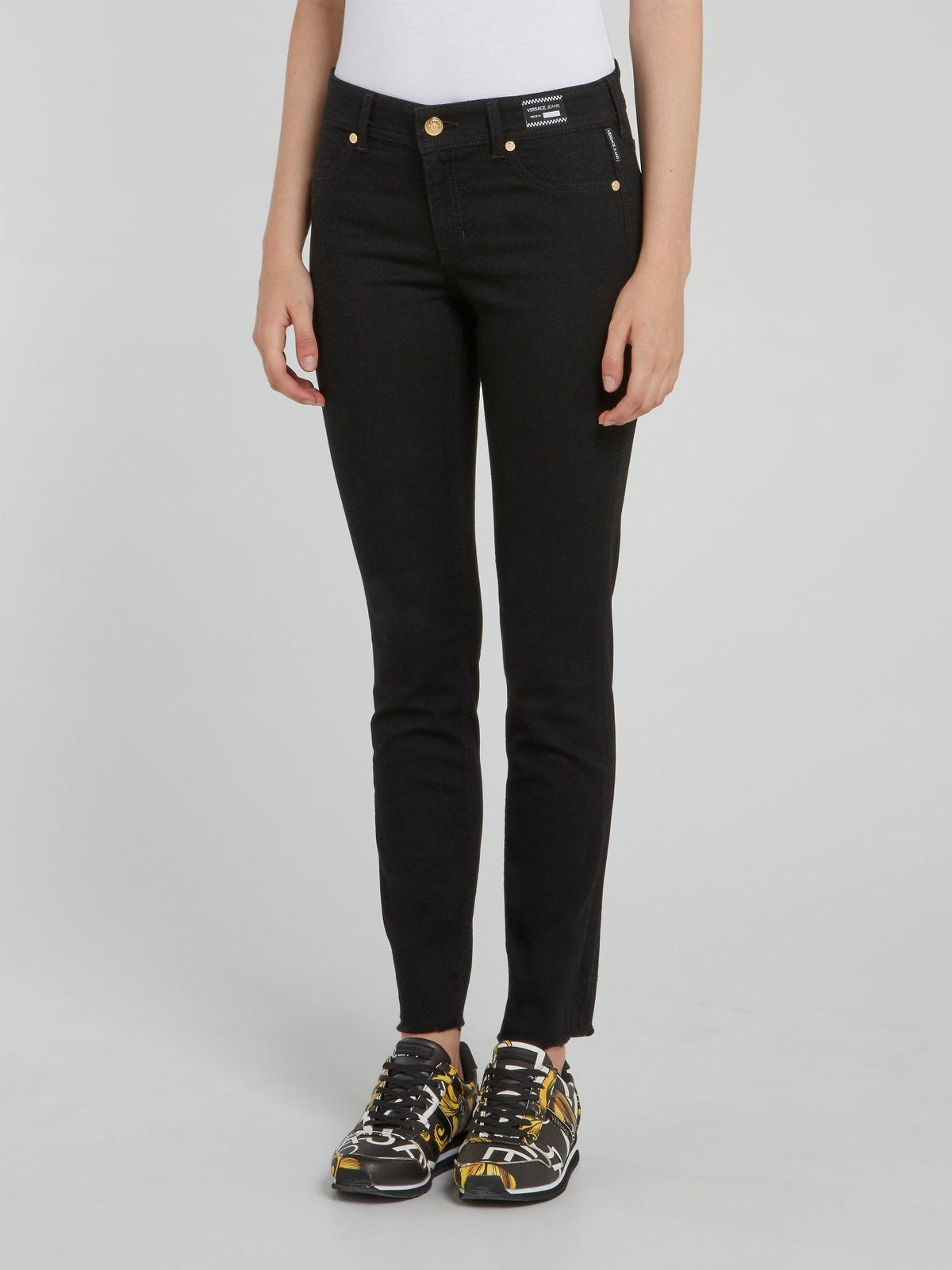 Black Frayed Denim Skinny Jeans