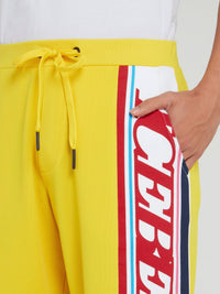 Yellow Logo Stripe Drawstring Shorts