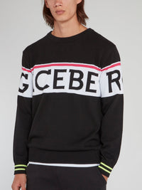 Black Crewneck Logo Knitted Sweater