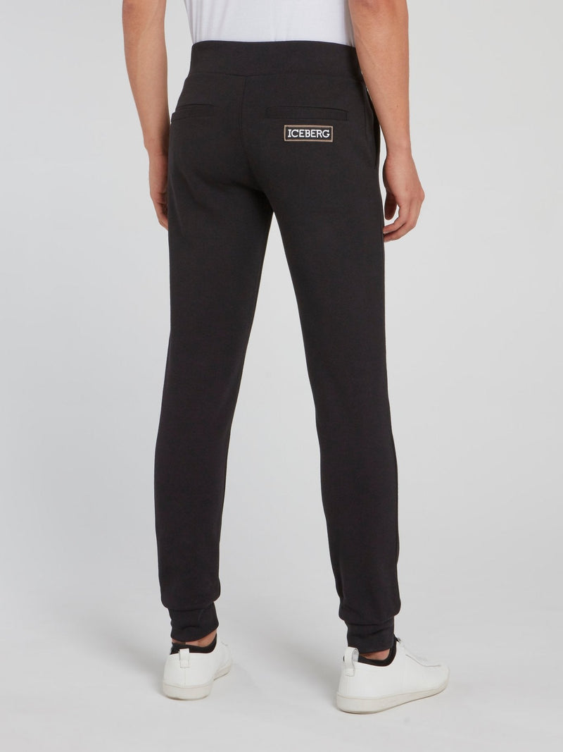 Black Drawstring Logo Track Pants