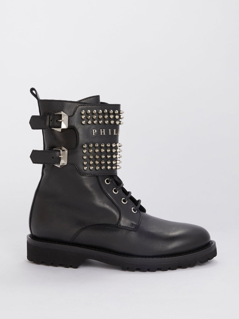 Studded Leather Combat Boots