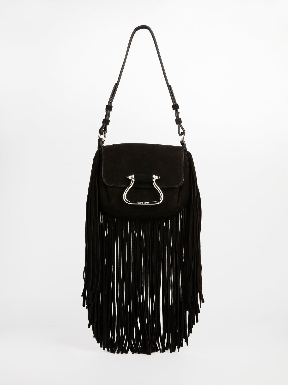 Black Suede Fringe Shoulder Bag