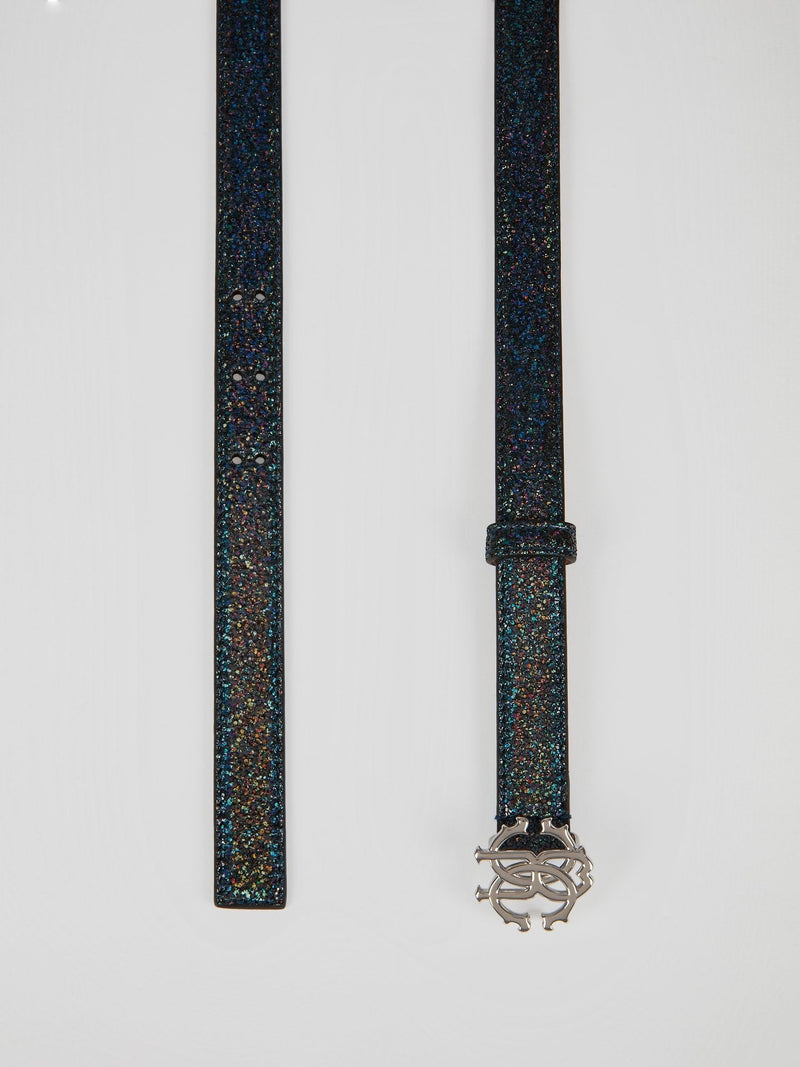 Blue Nappa Glitter Belt