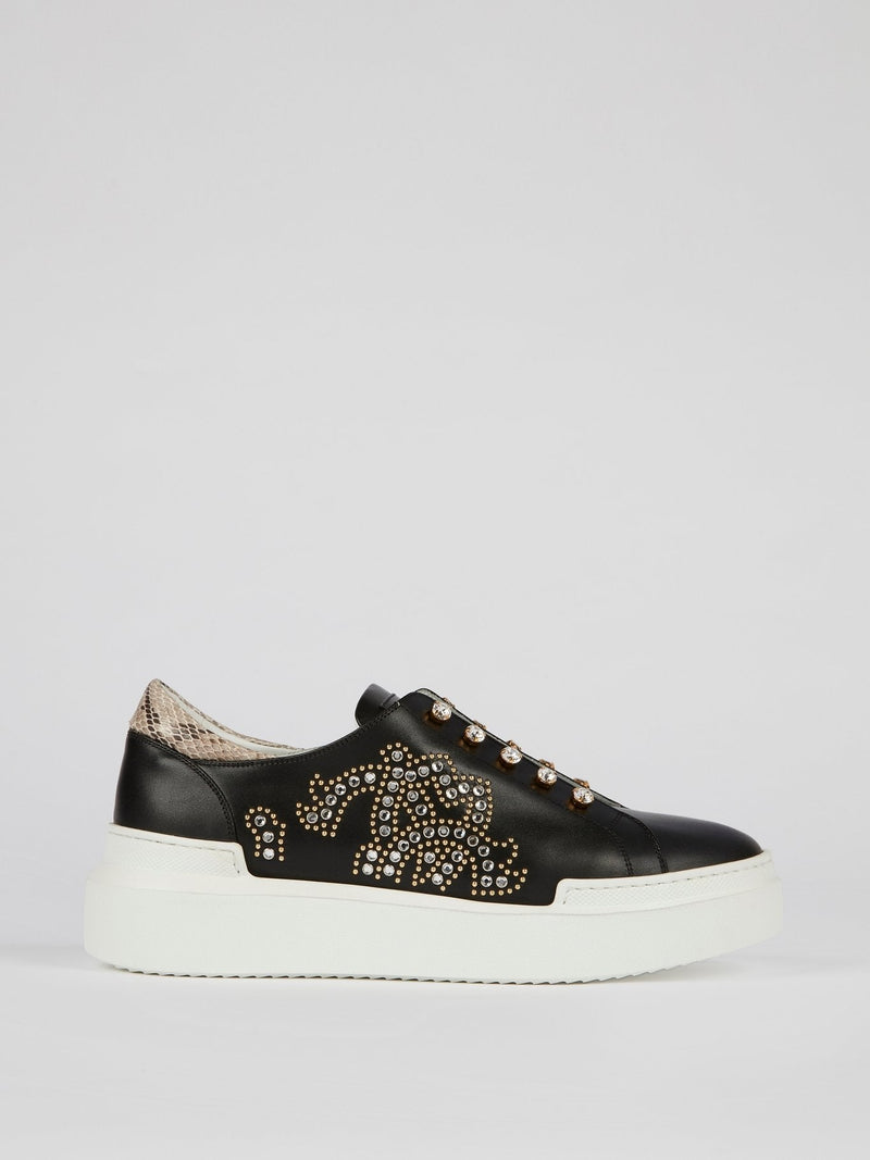 Black Multi-Stud Platform Sneakers