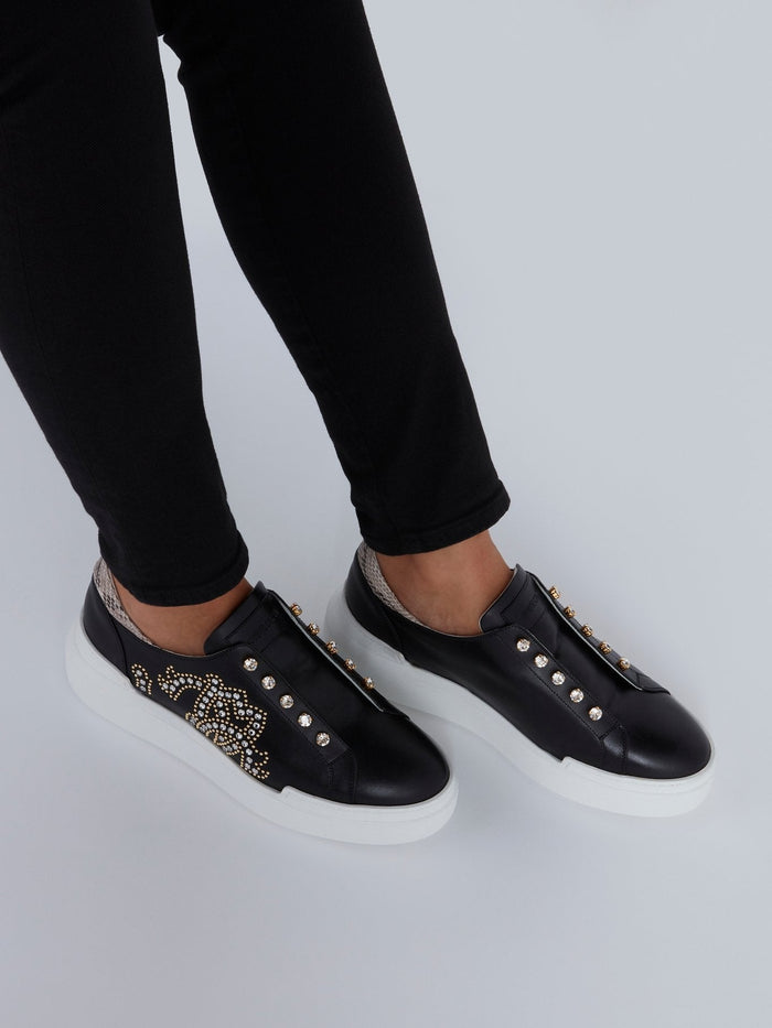 Black Multi-Stud Platform Sneakers