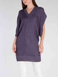 Purple V-Neck Knitted Sweater