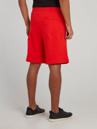 Red Logo Strap Drawstring Shorts