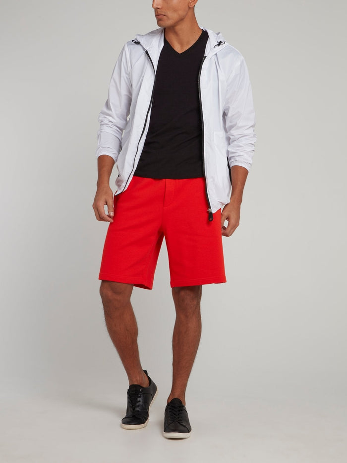 Red Logo Strap Drawstring Shorts