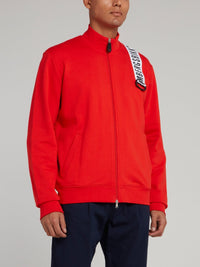 Red Logo Strap High Neck Jacket