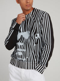 Black Distorted Stripe Sweatshirt