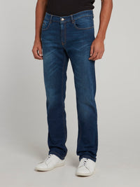 Navy Straight Leg Denim Trousers