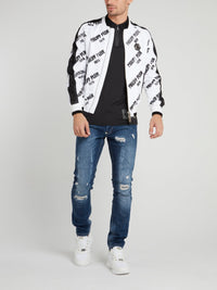 PP78 White Monogram Print Skull Jacket