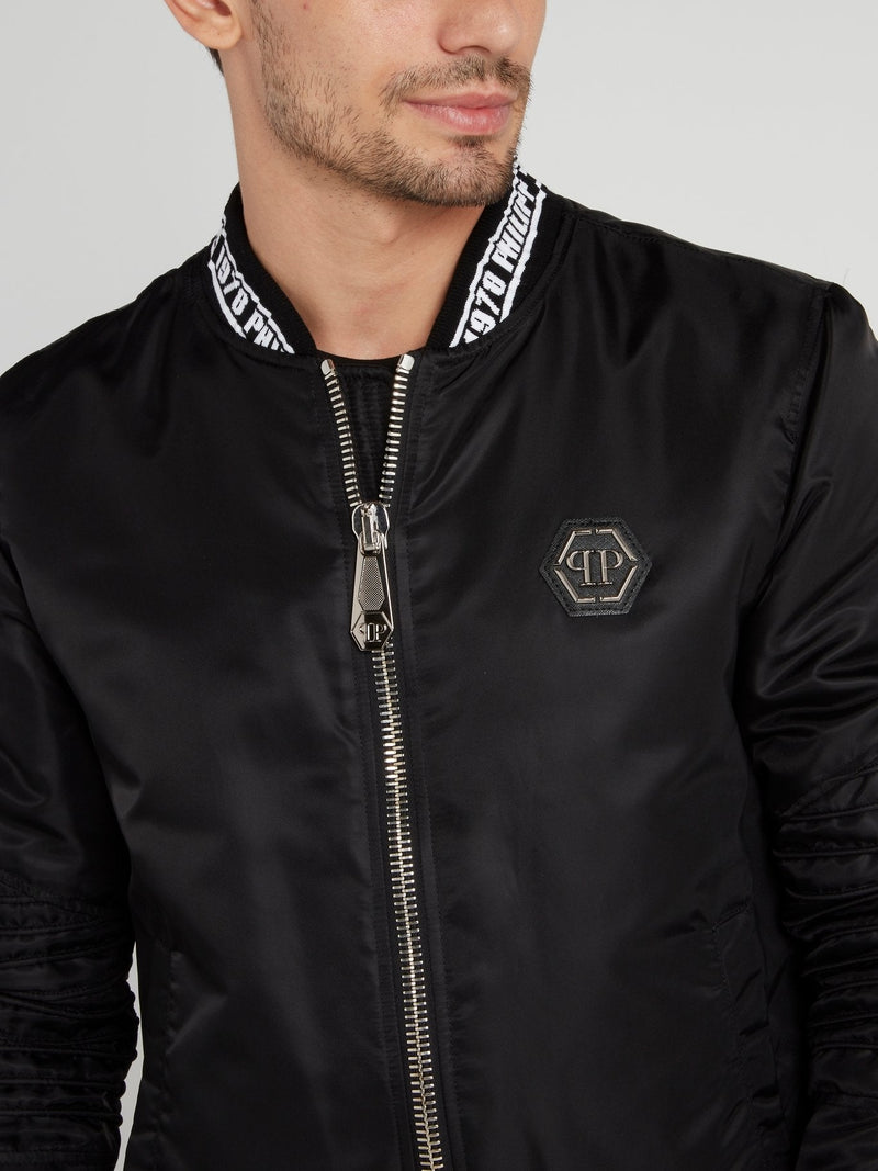 Black Logo Edge Bomber Jacket