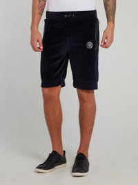 Navy Velvet Jogging Shorts