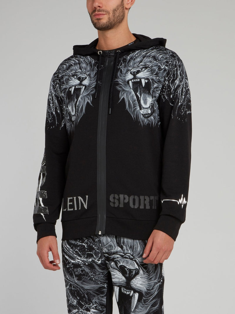 Milos Lion Print Hoodie Sweat Jacket