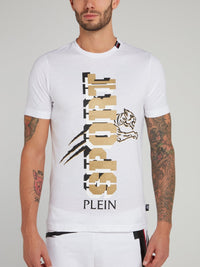 White Vertical Logo T-Shirt