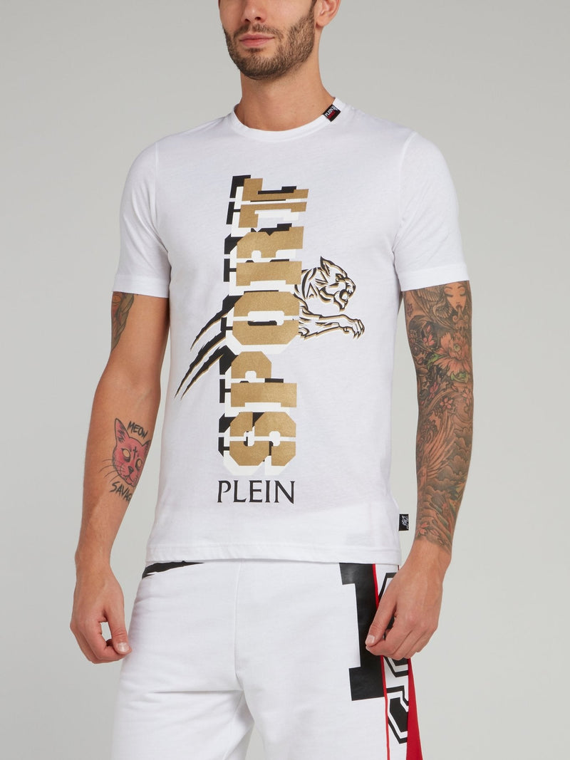 White Vertical Logo T-Shirt